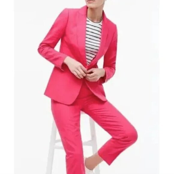 J Crew Linen-blend Cotton One-Button Blazer - Picture 2 of 3